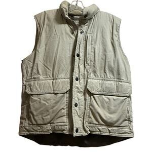 Vintage Orvis Goose Down Puffer Vest Medium Beige Tan Full Zip Men's